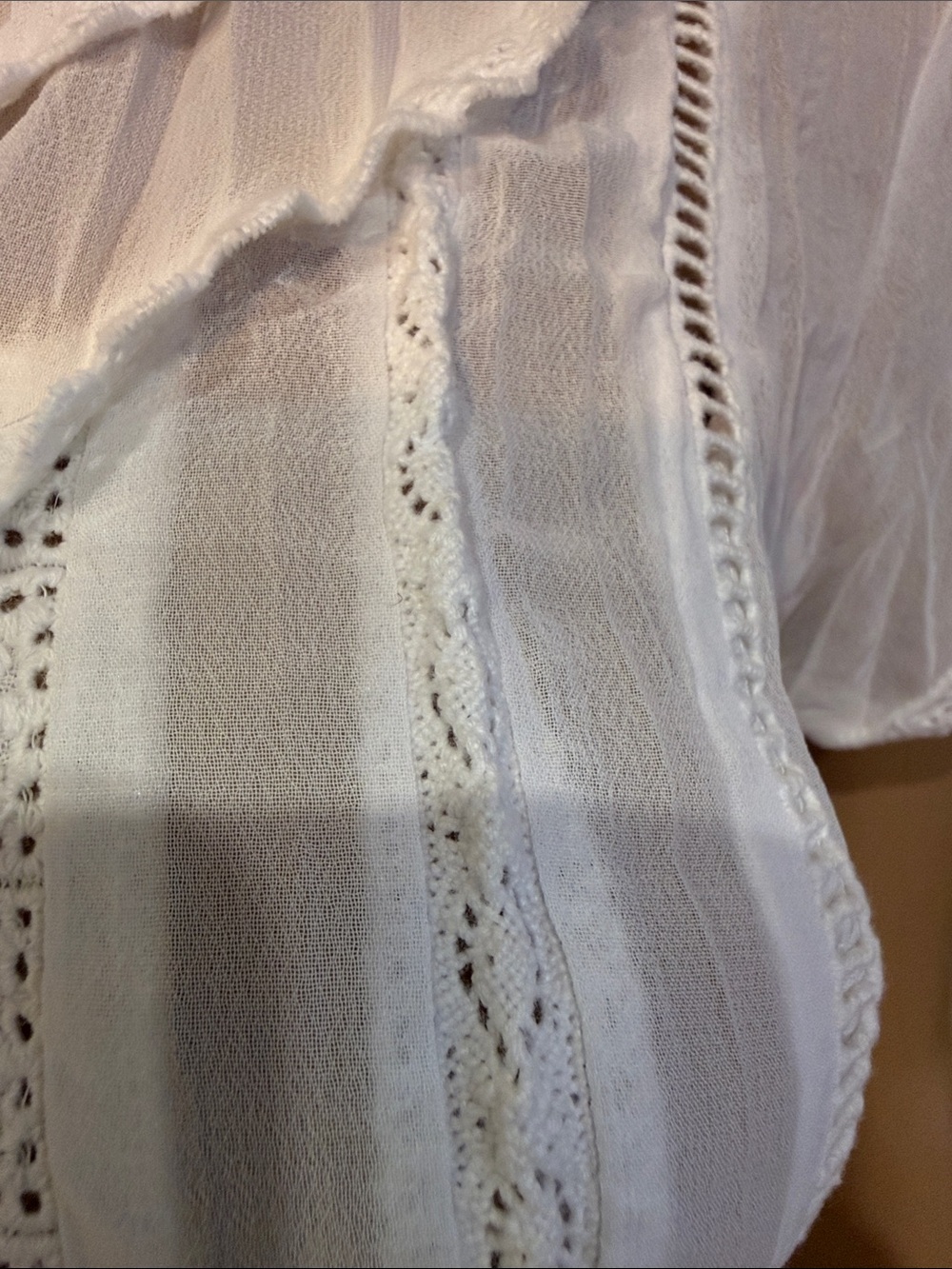 NY Collection White Ruffled Eyelet Button-Front Blouse - Picture 9 of 16